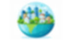 Cityscape inside half a globe, featuring colorful buildings, green trees, and a blue sky. Represents a harmonious urban environment.