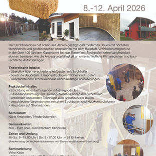 Lehrgang Strohballenbau 2026 – Theorie & Praxis vereint