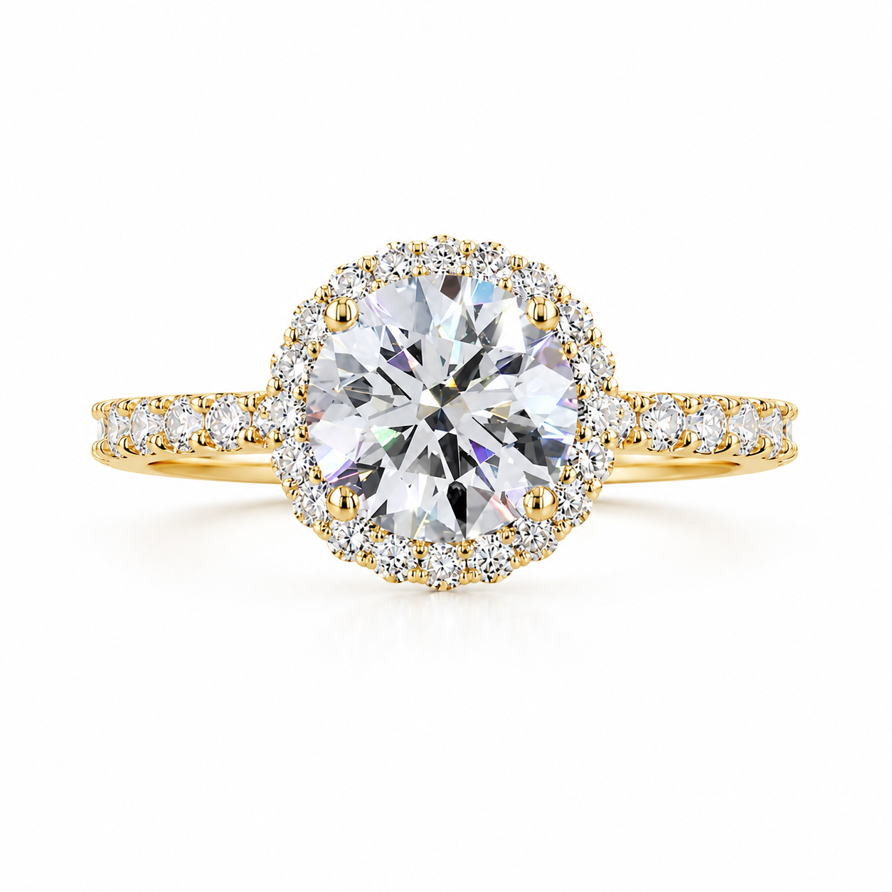 Round Pavé Imperial Halo Engagement Ring | AUCLAIRE House