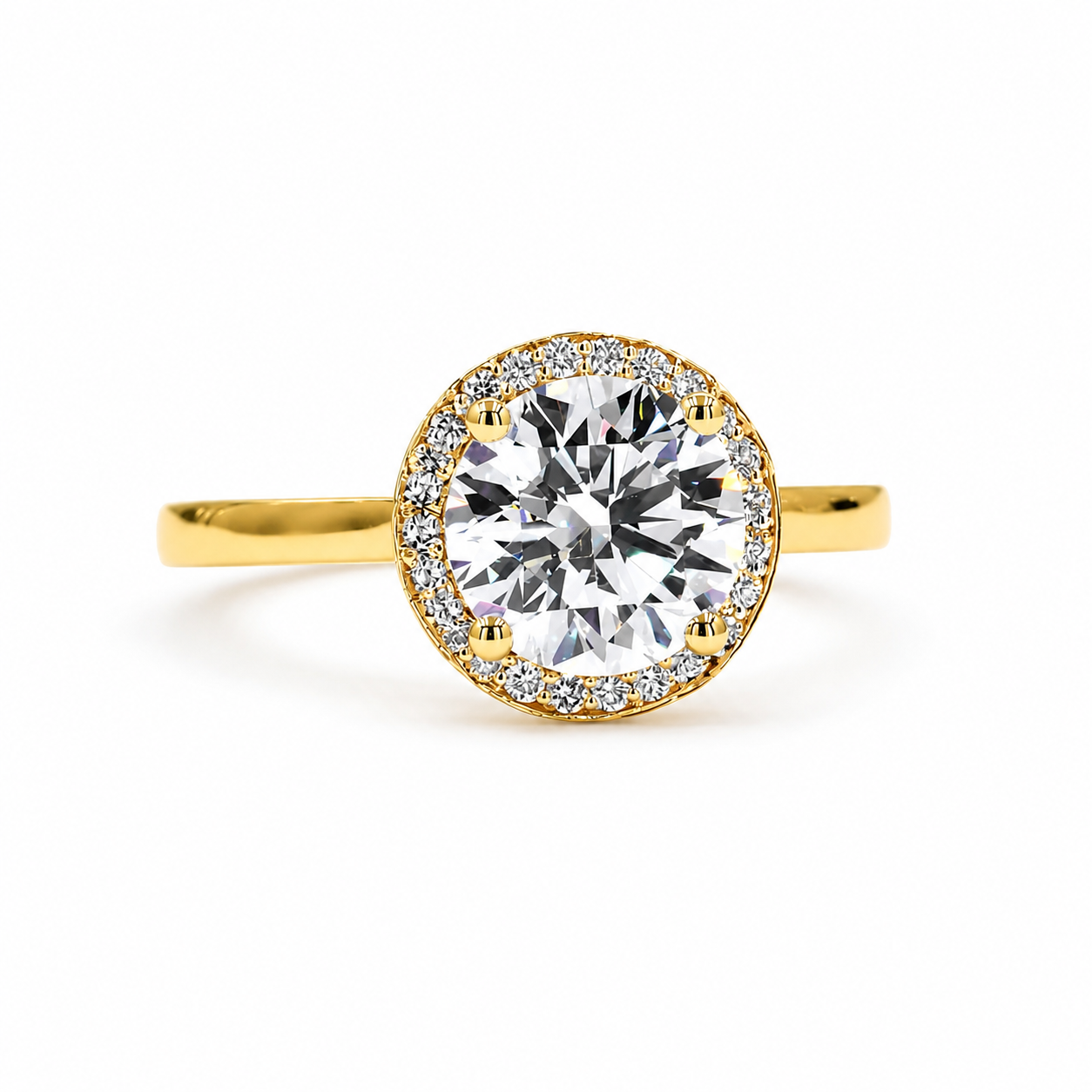 Bague de Fiançailles Halo Royale Ronde