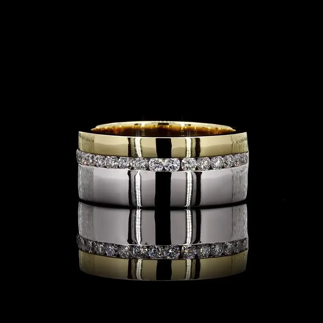 Jonc bicolore pour homme serti de diamants