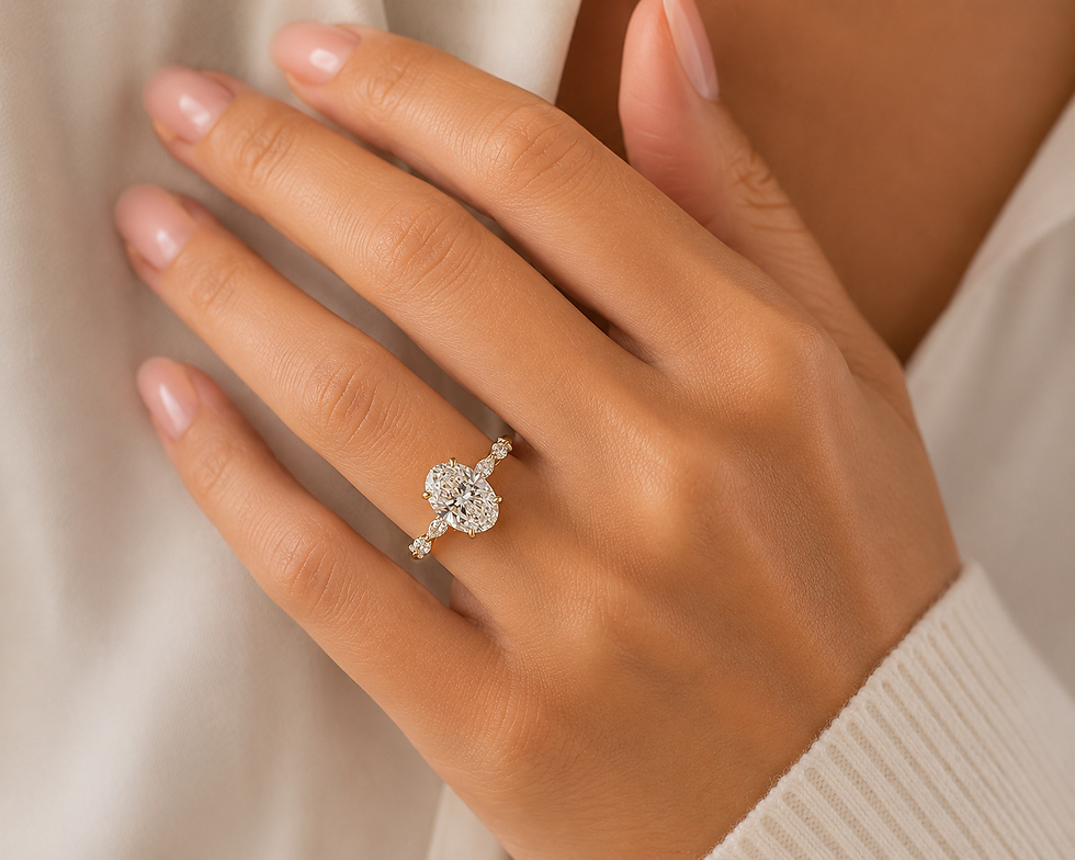 Thumbnail: 14K yellow gold engagement ring with a 2 CT oval diamond, VS1 color, D, and ac