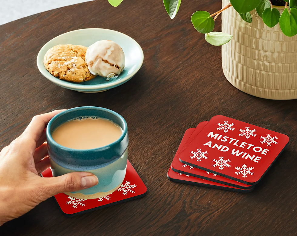 Thumbnail: Mistletoe and Wine Christmas Coasters