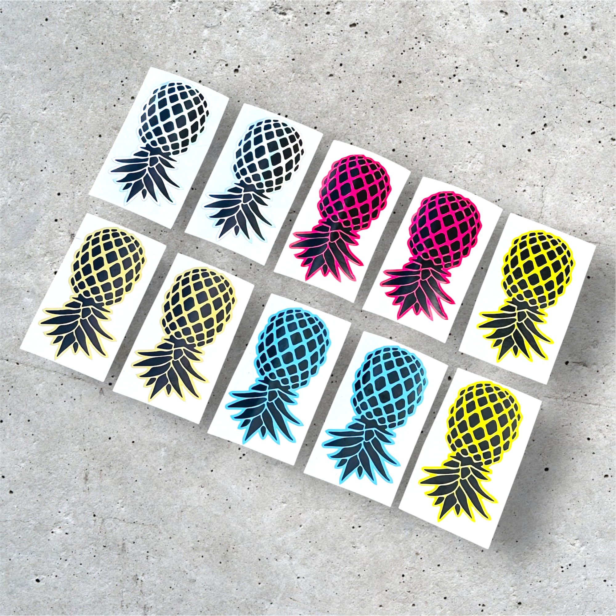 Upside‑Down Pineapple Sticker Set – Custom Colour Vinyl Decals (4 or 10)