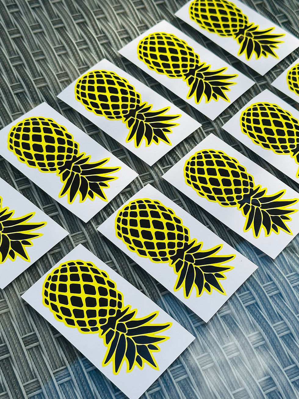 Thumbnail: Upside‑Down Pineapple Sticker Set – Custom Colour Vinyl Decals (4 or 10)
