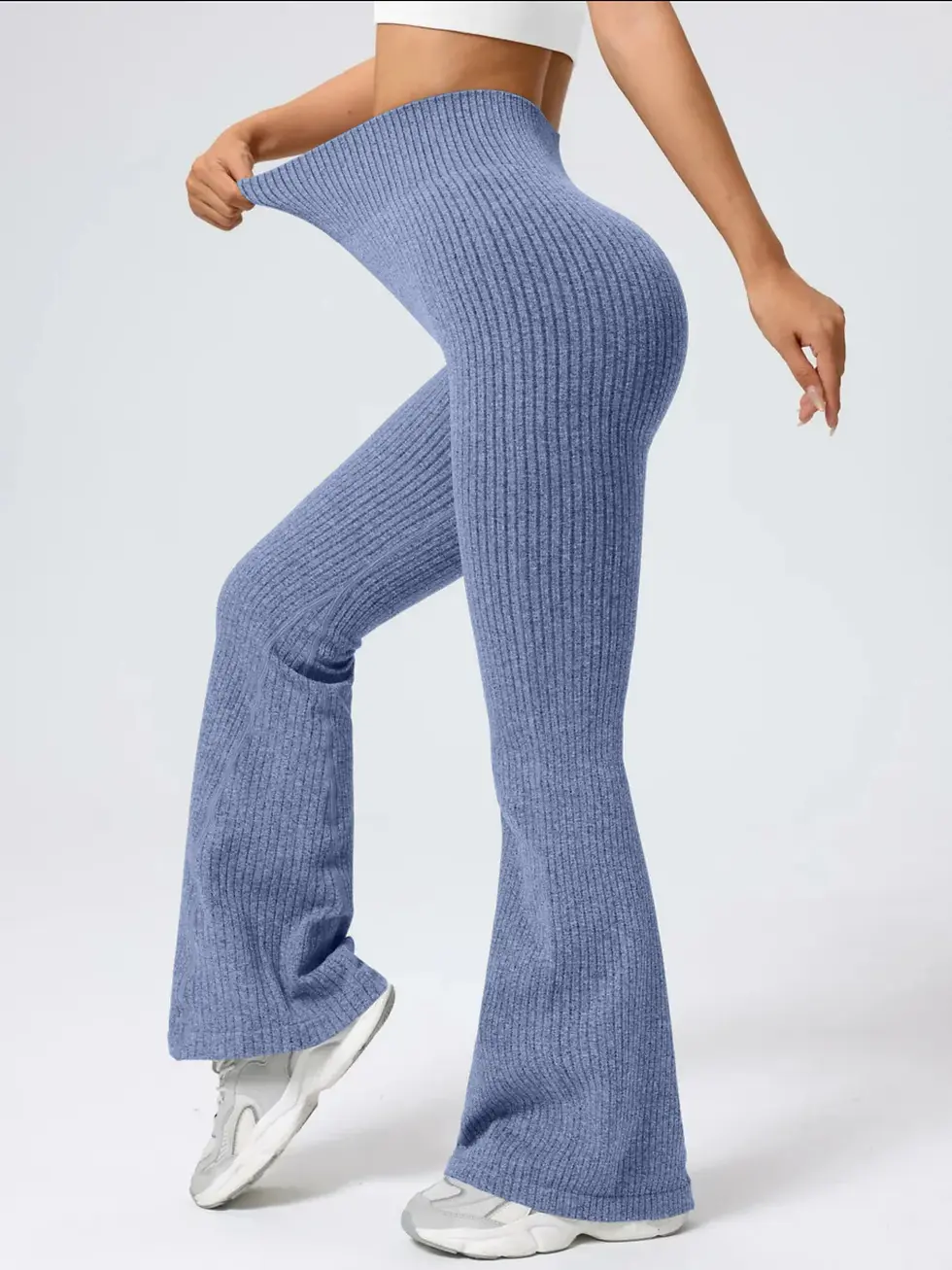 Thumbnail: High-Waist Stretchy Bell Bottom Pants for Women – Slim Fit, Ideal for Workout 