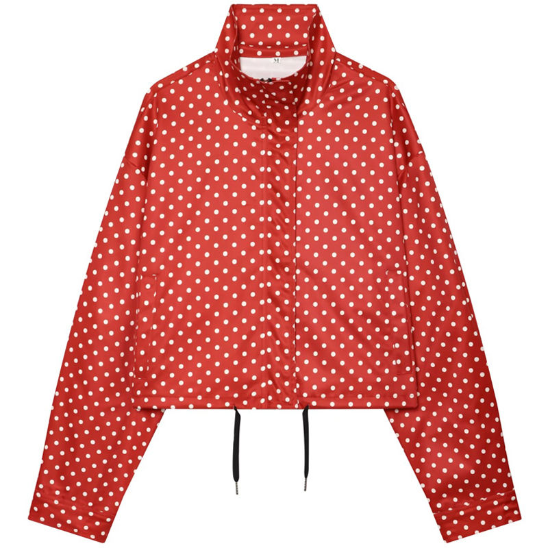 Thumbnail: HXAO Polka Dot Bomber Jacket Women's Jackets Demi-Season Oversized Long Sleeve T