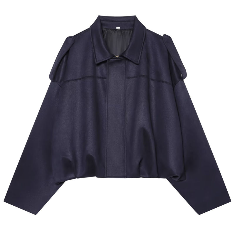 Thumbnail: HXAO Women's Bomber Jacket Lapel Long Sleeve Zipper Suede Jacket Women 2025 High