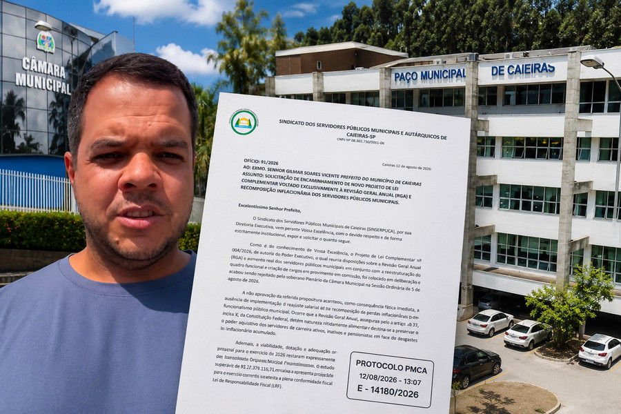 Caieiras: Sindicato protocola documento e pede novo projeto para reajuste dos servidores ainda em 2026 