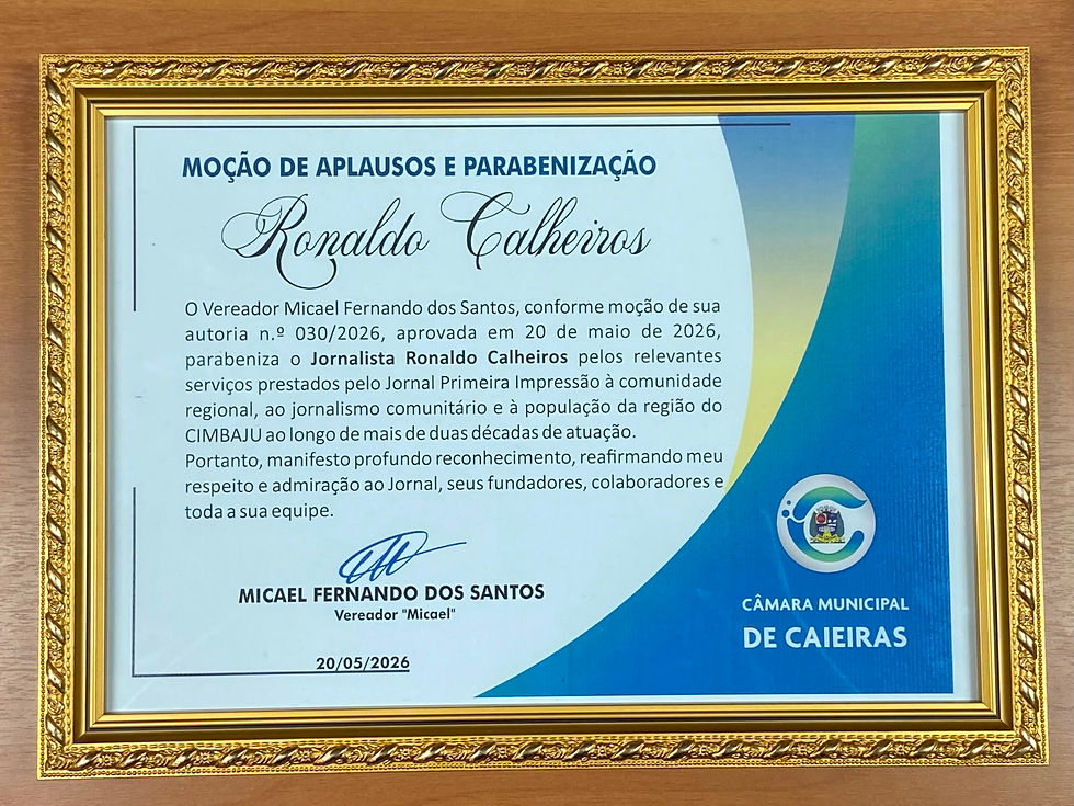 Caieiras: Câmara homenageia 21 anos do Jornal Primeira Impressão
