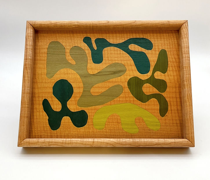 Marquetry Tray with color veneer