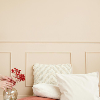 Décor mural blanc avec moulures