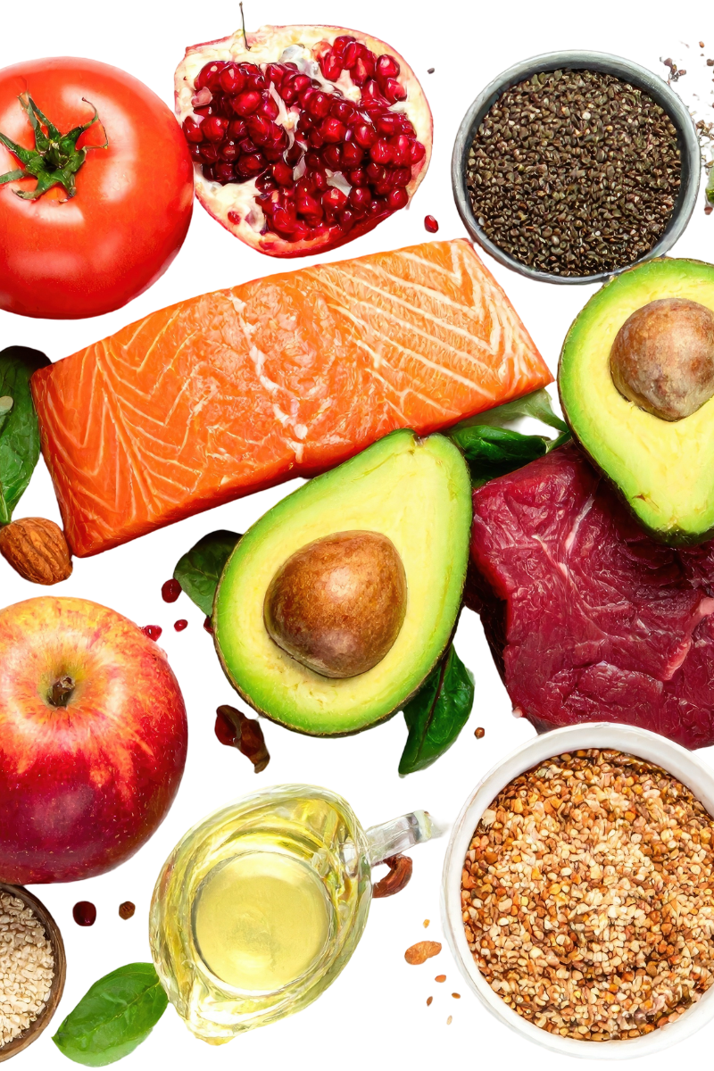 Whole Foods such as fruits, vegetables, meat, seeds