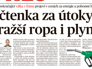 MF Dnes: Účtenka za útoky: dražší ropa i plyn
