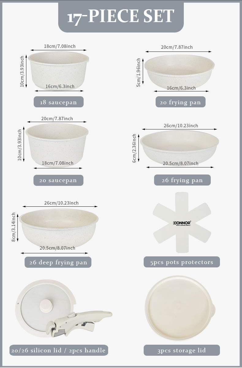 Thumbnail: Donnor Snap&Stack Cream Cookware Set