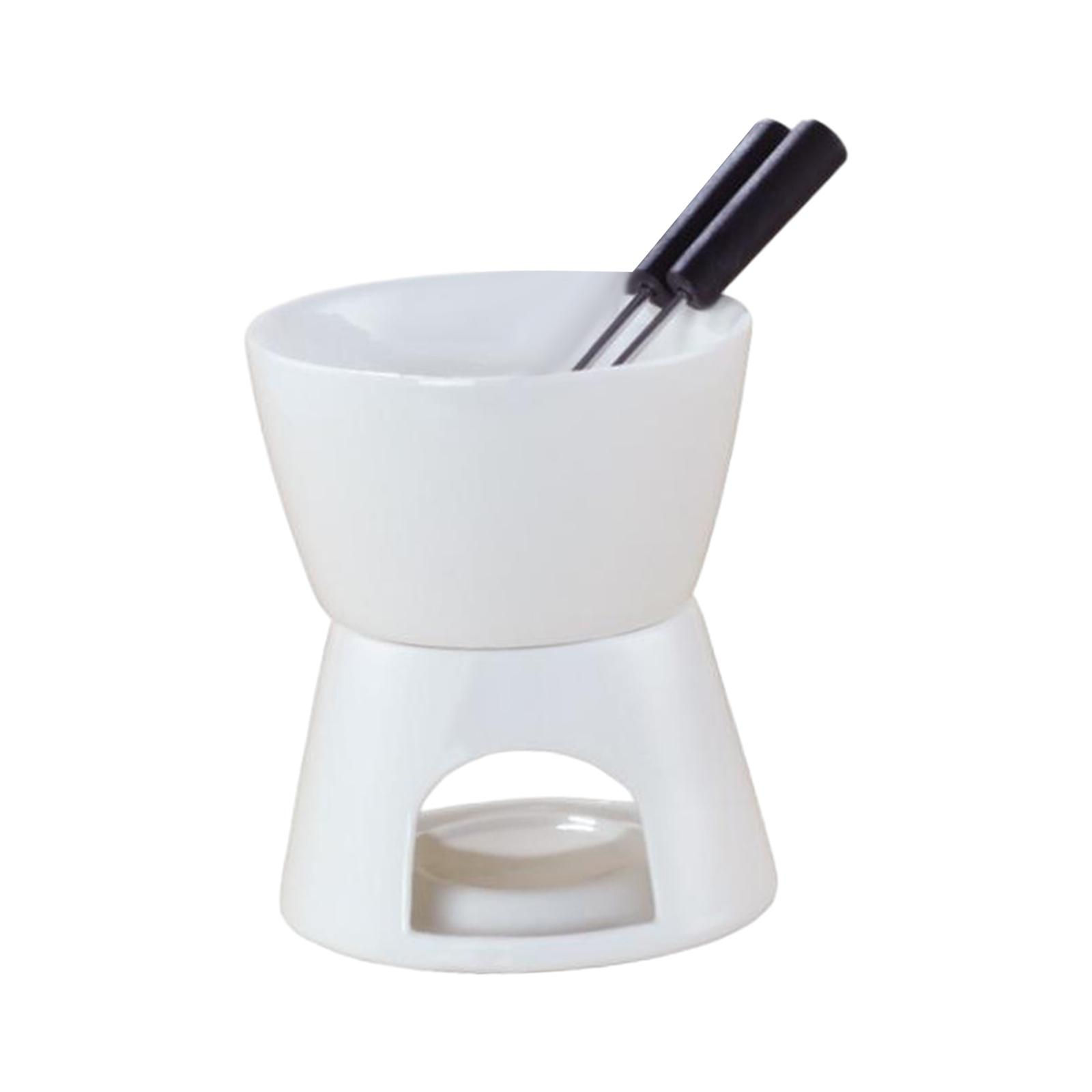 Ceramic Chocolate Fondue Mug with Candle Melter Mini Fondue Pot for Home Dessert