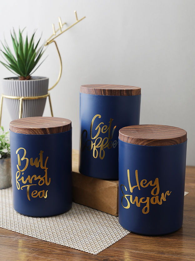 Tea Coffee Sugar Jars Set of (Blue) NANI - Main Image