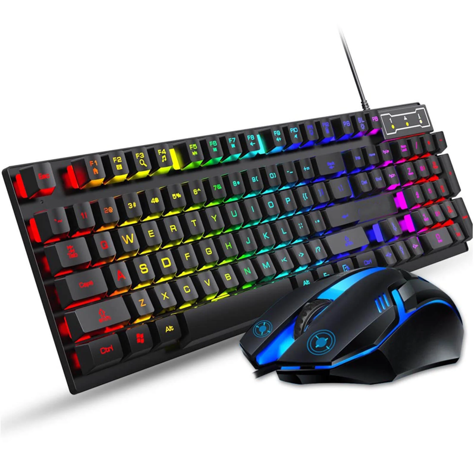 Keyboard and Mouse Set Combo, Wired RGB Backlit Computer Keyboard with USB RGB G