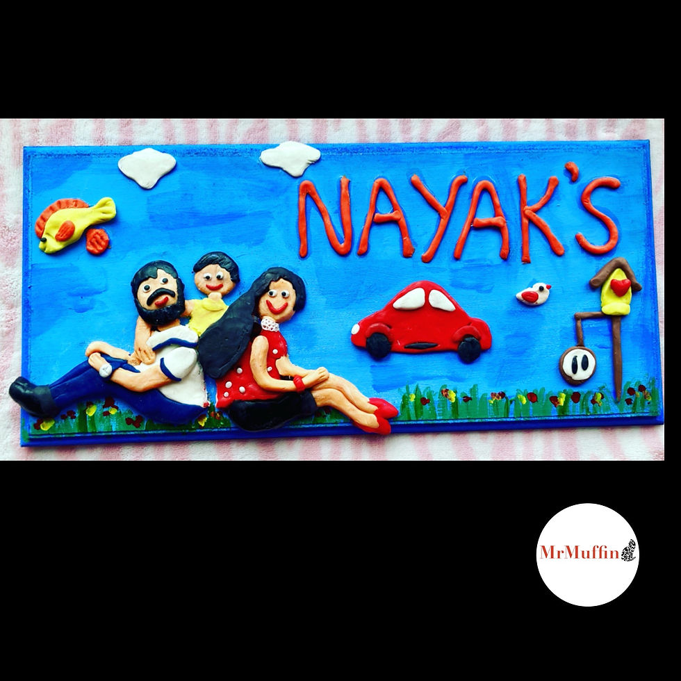 Family Clay Work Name Plate