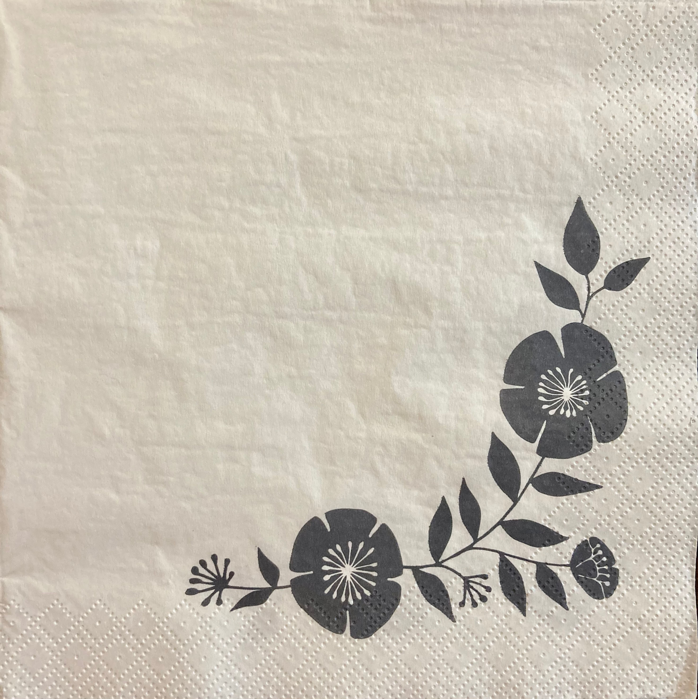 Black Vintage Flowers - Decoupage Napkin