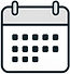 A minimal, flat calendar icon with no shadows and a clean, transparent background. The ico