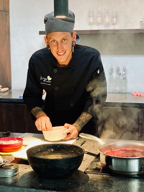chef in action (preparing dishes)