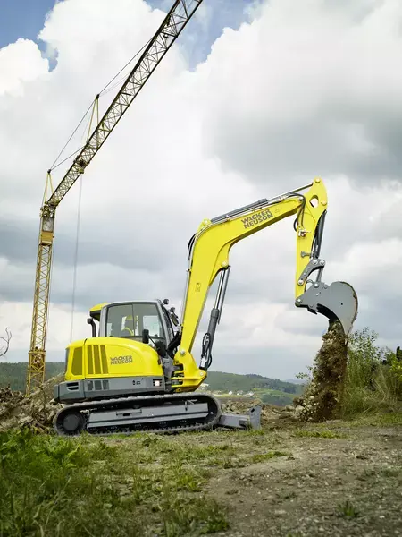 Thumbnail: Wacker Neuson ET90: Precision grading with proportional joysticks. Britplant.
