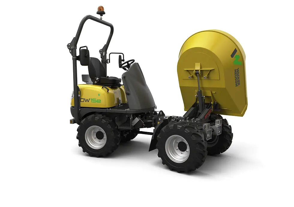 Wacker Neuson DW15e | 1.5 Tonne Electric Swivel Skip Dumper for contract hire, 180° rotation feature