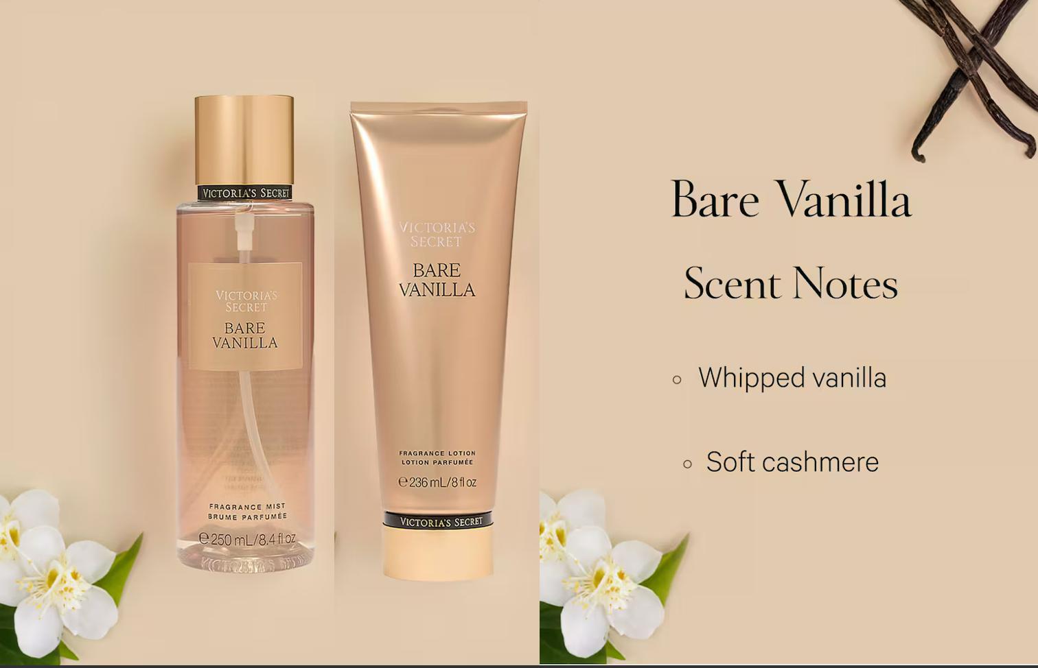 Victoria's Sectret Bundle Pack (Bare Vanilla Mist 250ml+ Lotion 236ml)