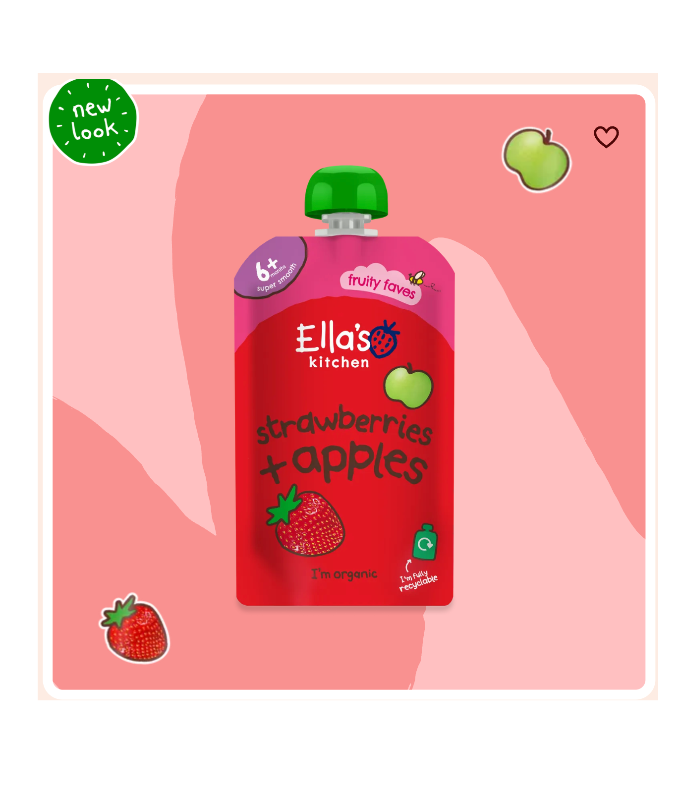 Ella's Kitchen Organic Strawberries + Apples Puree Baby Pouch 6+ months 120g
