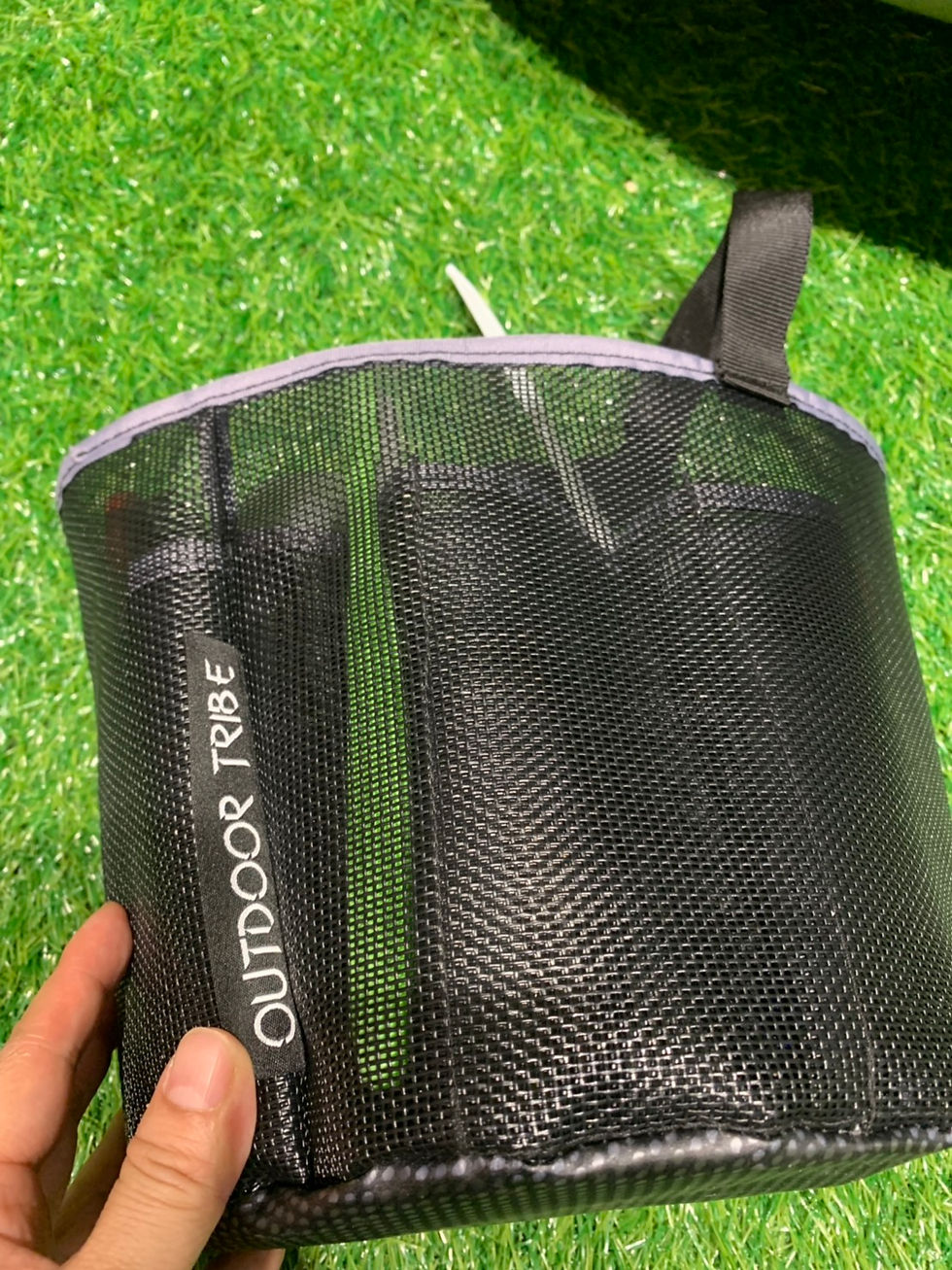 縮圖：【OUTDOOR TRIBE】圓桶透氣網多功能收納桶