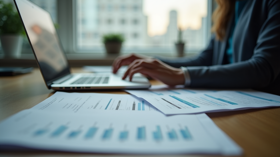 Close-up view of a psychiatrist’s desk with patient files and a laptop