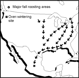 monarch migration map - parks canada.gif