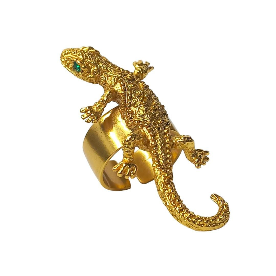 Anillo de lagartija con ojos de zircón - JCO002552