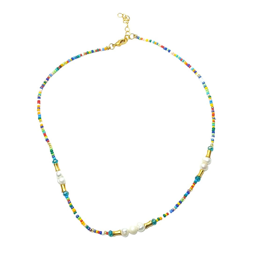 Gargantilla Chaquira Checa (2) + perlas - JCO002625