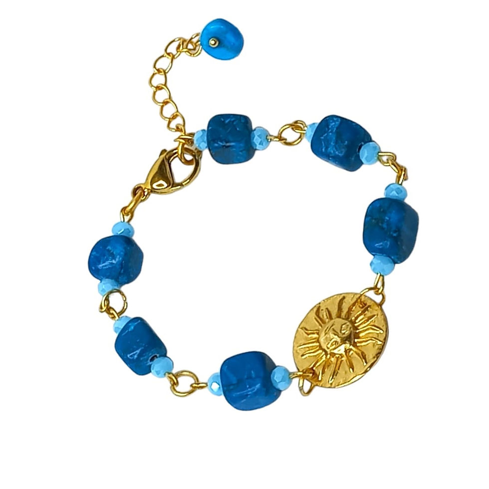 Pulsera dije sol + ágata azul - JCO002609