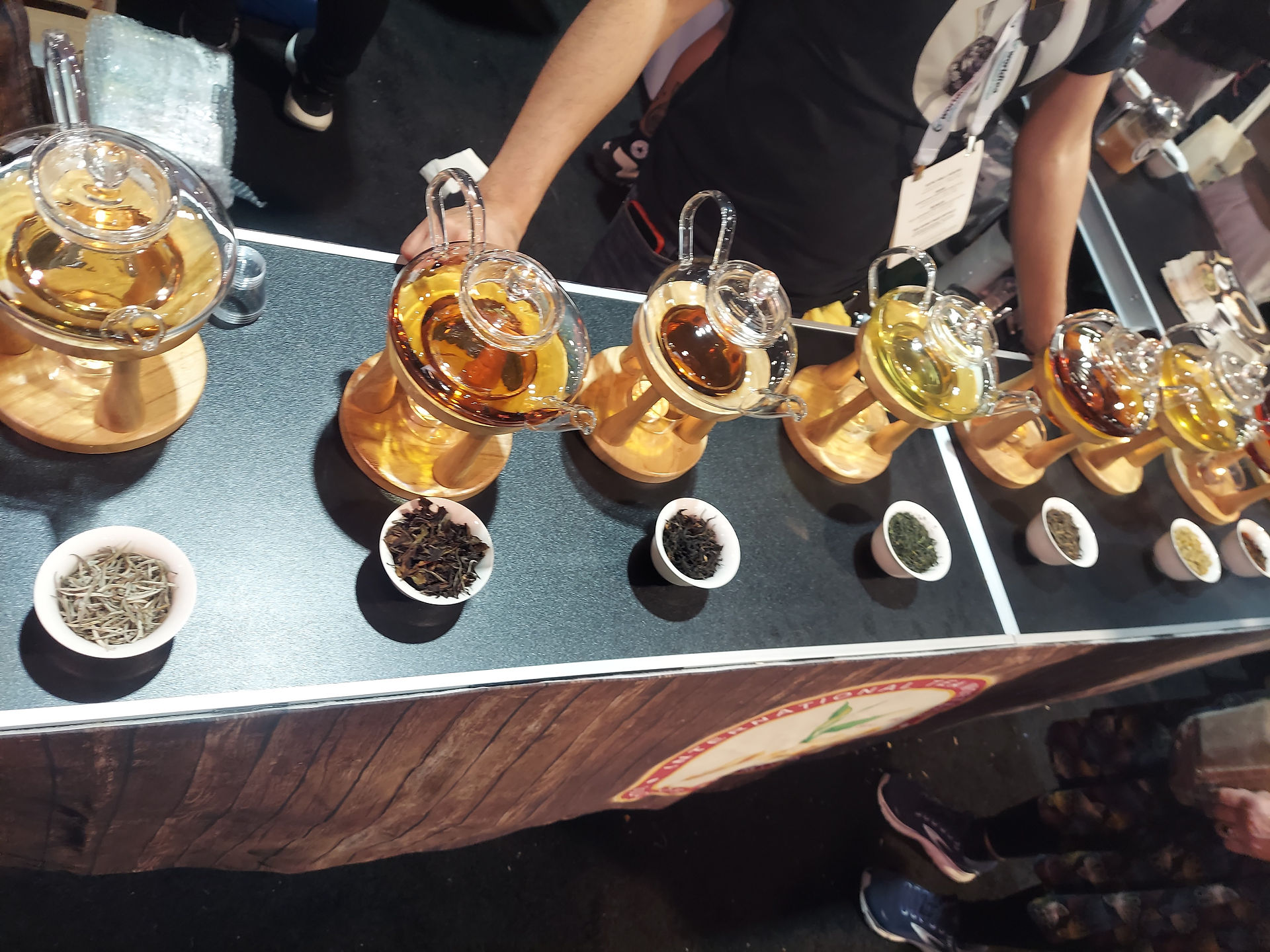 ITI Teas, including a Columbian silver needle, a Columbian white, a Columbian black, and a green tea. 