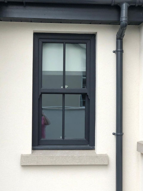 black framed sash window