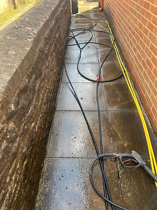 Paving stones about to be cleaned