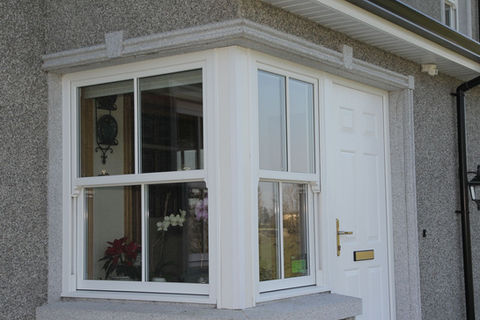 white corner sash window frame
