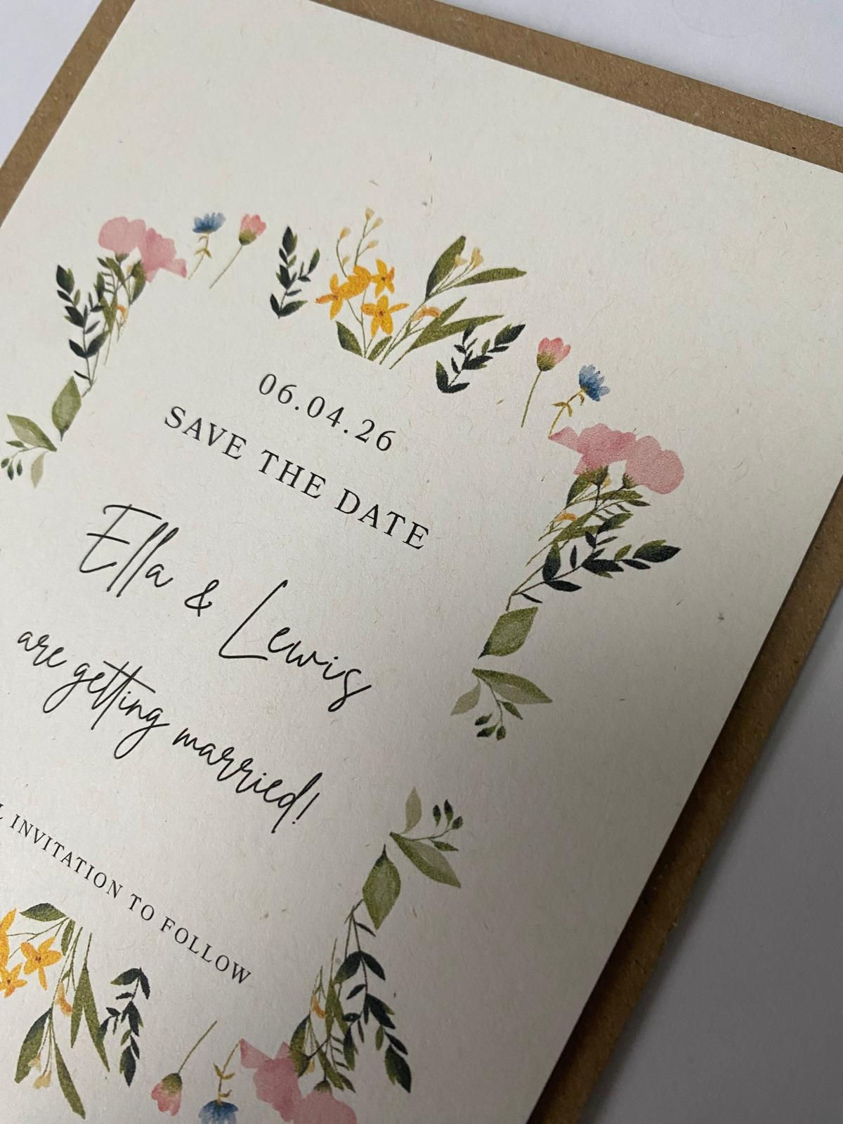 Pretty Wildflower save the date cards - Eco Wedding