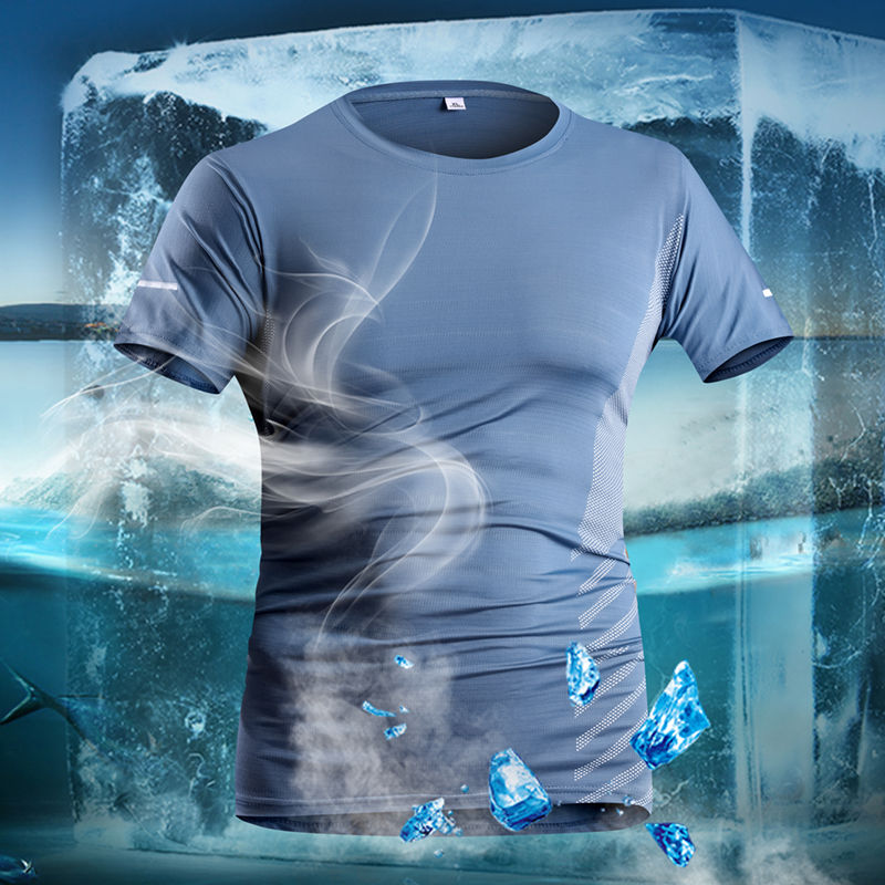Miniatura: Camiseta Masculina Corrida Verão Ice Silk Secagem Rápida - Estampa Refletiva