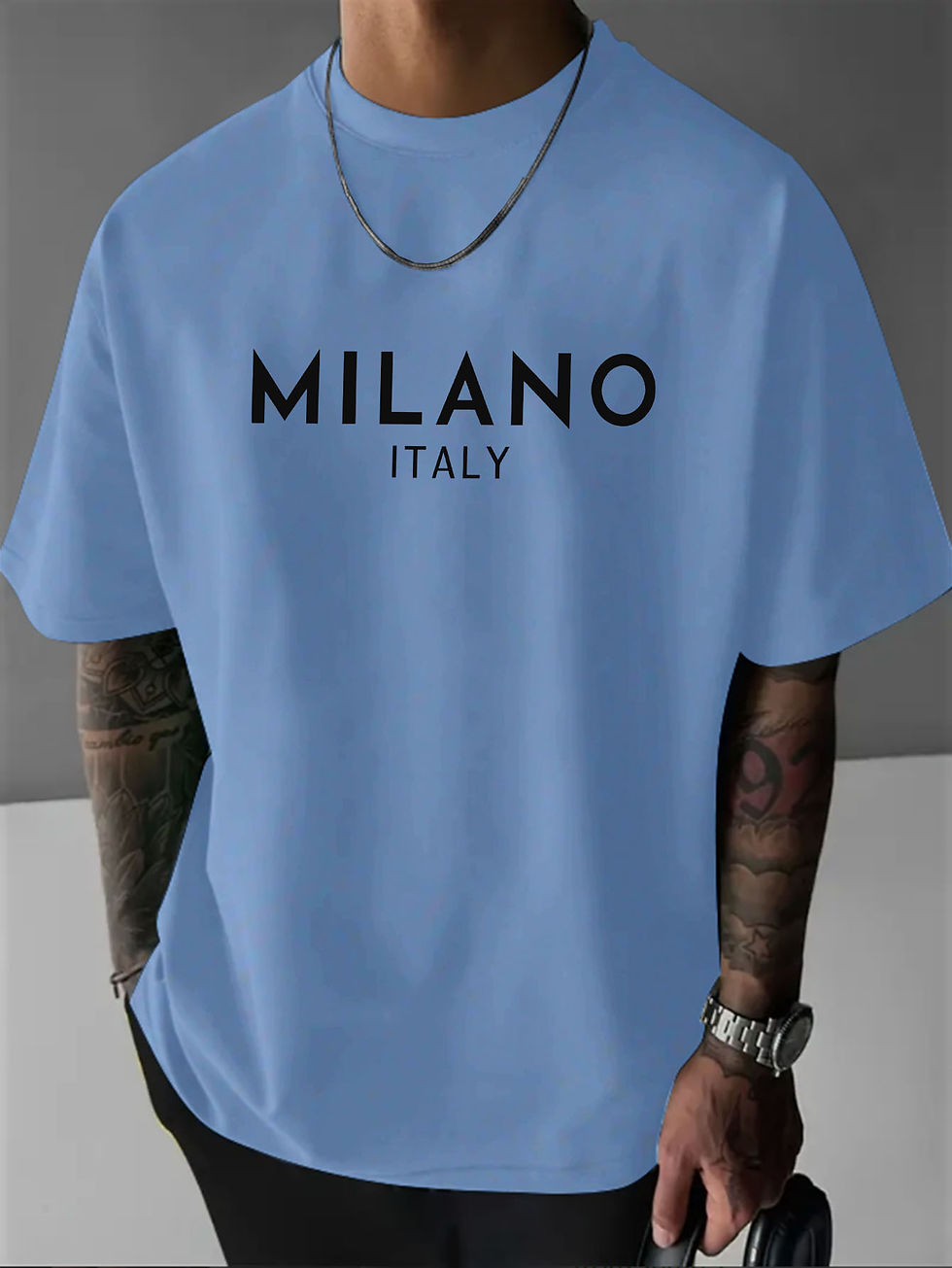 Miniatura: Camiseta Masculina 100% Algodão Oversized Estilo Italiano Milan