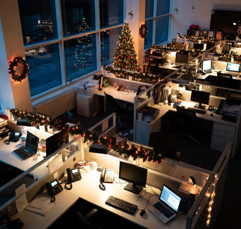 An office during Christmas break