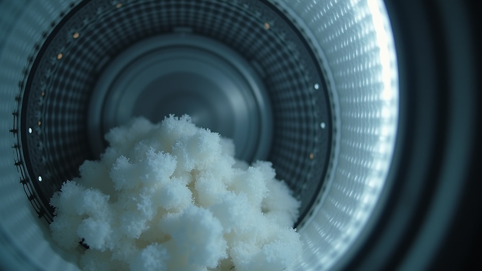 Close-up view of a dryer drum and lint filter