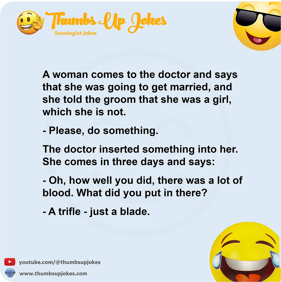 Funny joke about woman hiding she is not a virgin.