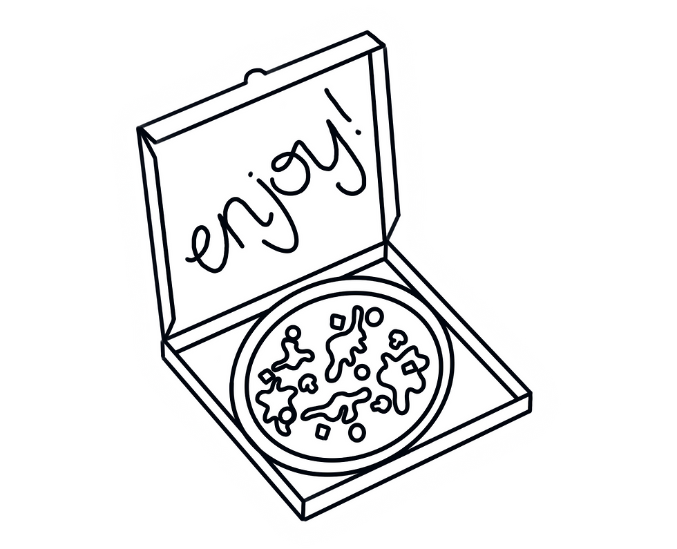 Sticker of a pizza carton made by Marketing Addict