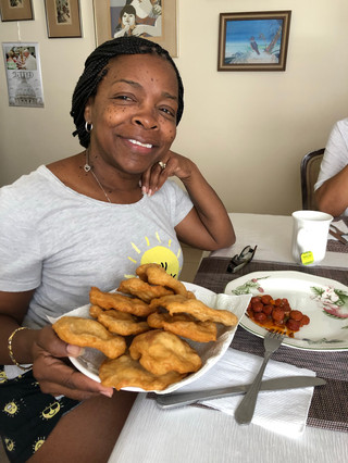 Jemia with a dish of Hojaldras – A Panama breakfast