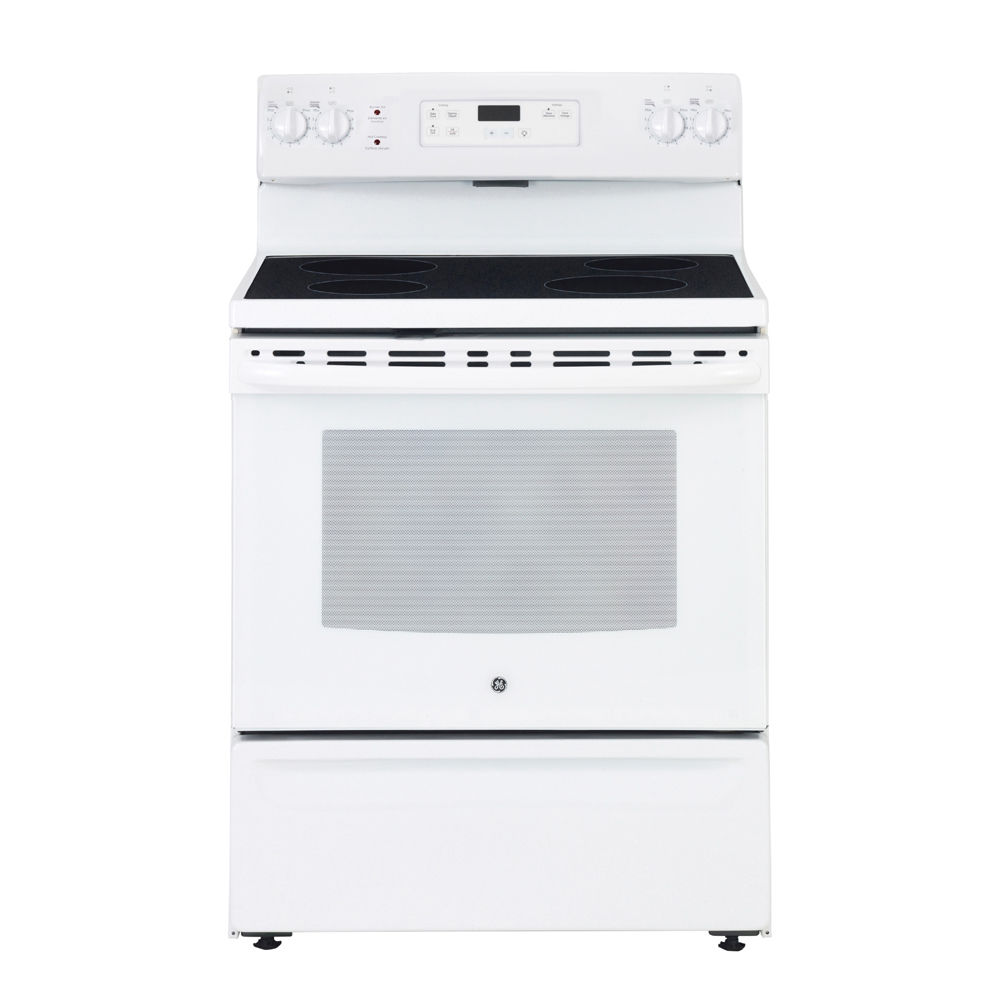 GE 30" ELECTRIC FREESTANDING RANGE WITH STORAGE DRAWER WHITE - JCBS630DKWW