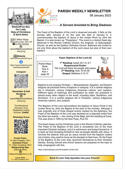 Weekly eNewsletter starting 08 January 2023